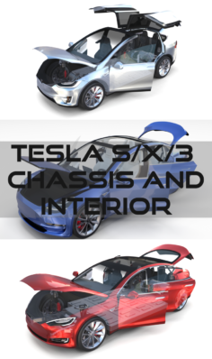 2017 Tesla S/X/3 Collection w chassis and interior 3D Model