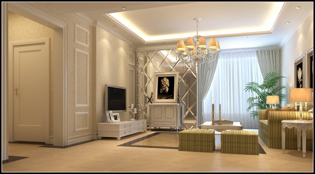 The style simple and simple Europe type living room 1709 3D Model