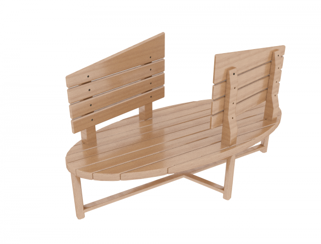 Two-sided wooden bench 3D Model