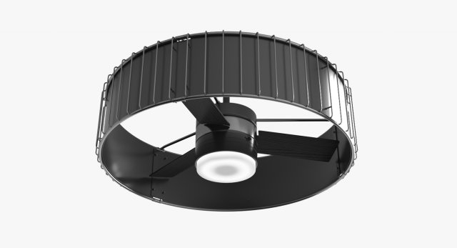 Ceiling fan – Hanter Vault black and wood with lighting 3D Model
