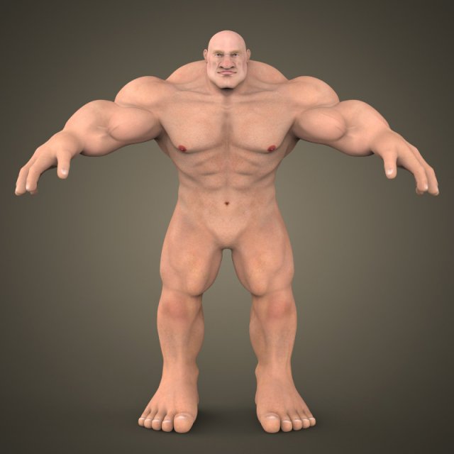 Fantasy Muscular Hulk Man 3D Model