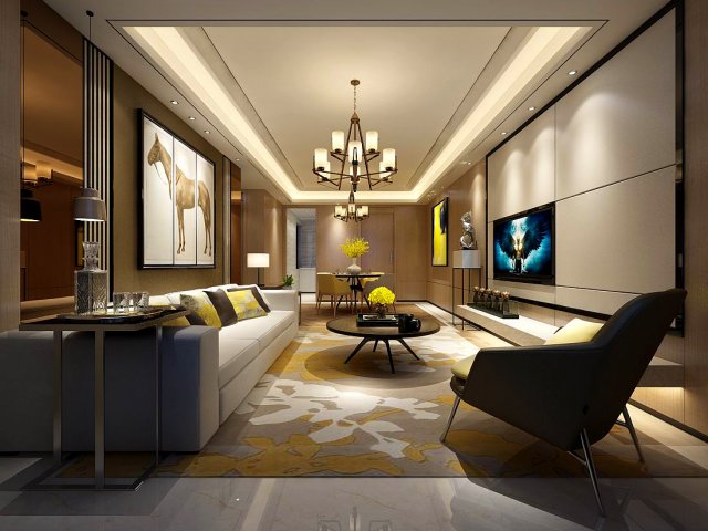 Stylish avant-garde living room design 140 3D Model