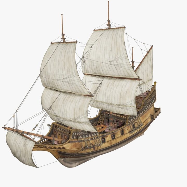 Old Battle Ship 3D Model