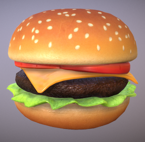 Cartoon Cheeseburger Low-poly 3D Model