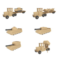 Wooden war toys machines 3D Model