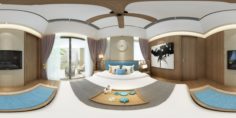 Panorama Chinese style home bedroom space 03 3D Model