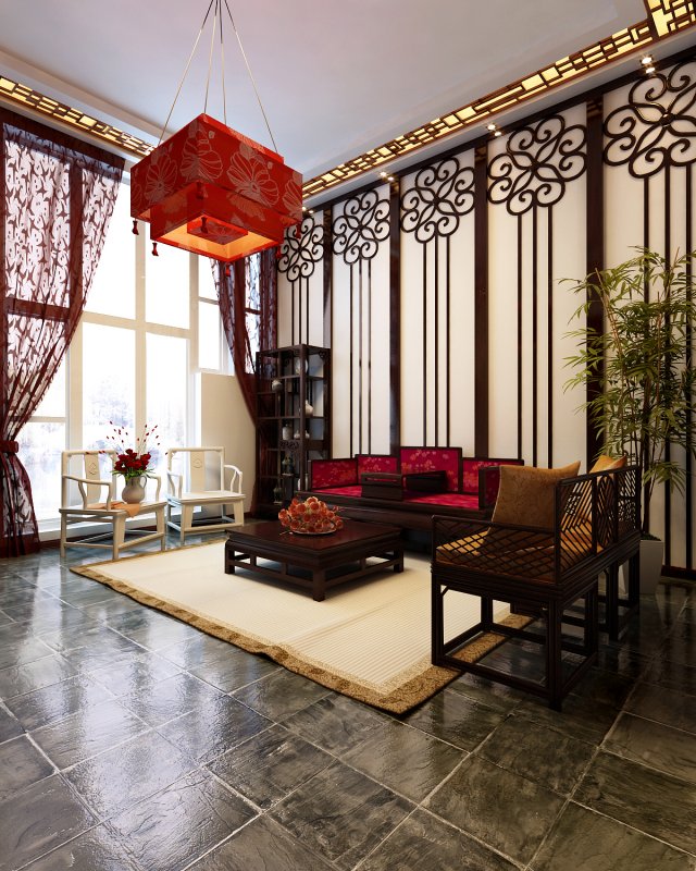 Fashionable Chinese reversionary dining room 181 3D Model