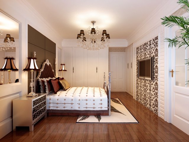 Stylish European bedroom 1832 3D Model