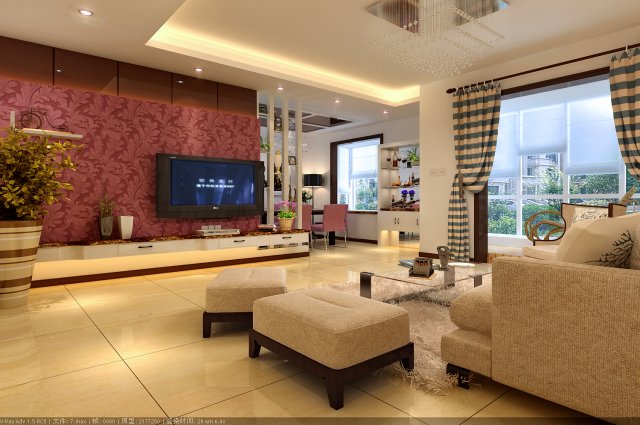 Deluxe modern living room 1847 3D Model