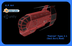 Space Ship Patriot Type 2-1 Se2-Scr1-Red 3D Model