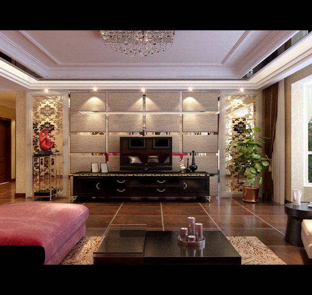 Fashionable concise European living room 5103 3D Model