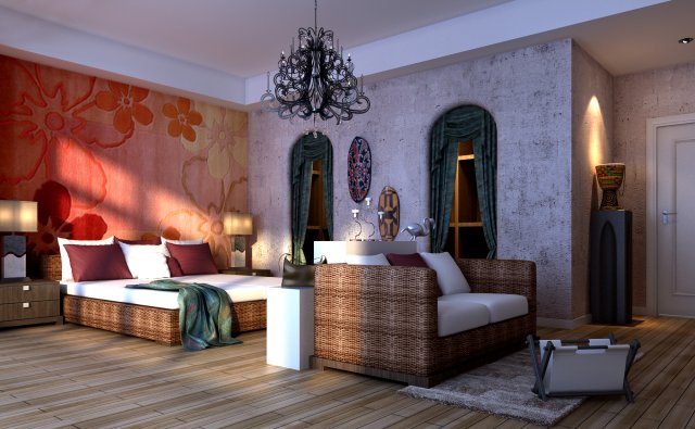 Pastoral bedroom 5114 3D Model