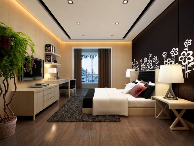 Stylish modern bedroom 1821 3D Model