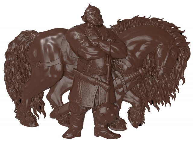 Ilya Murometz and his combat horse bas relief 3D Model