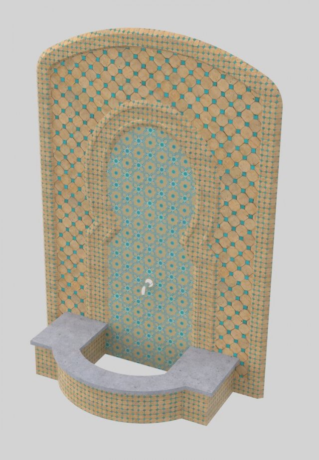 Decorative water fountain water feature Moroccan style courtyard Free 3D Model