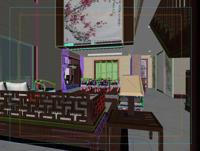 Fashionable Chinese reversionary dining room 1810 3D Model