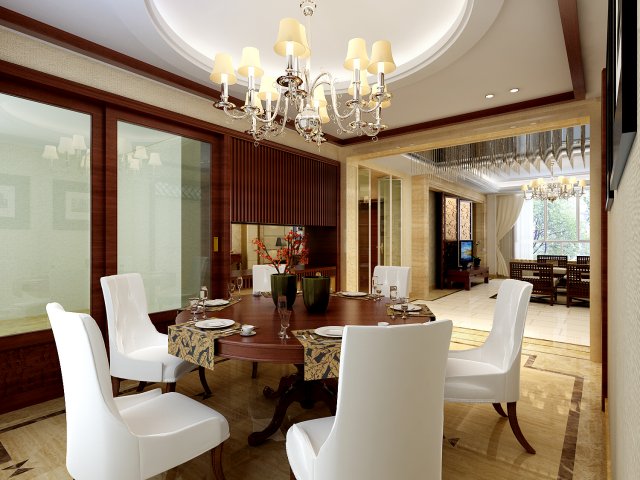 The fashionable Chinese vintage dining room is 1865 3D Model