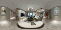 Panoramic neo-classical style living room dining room 19 3D Model
