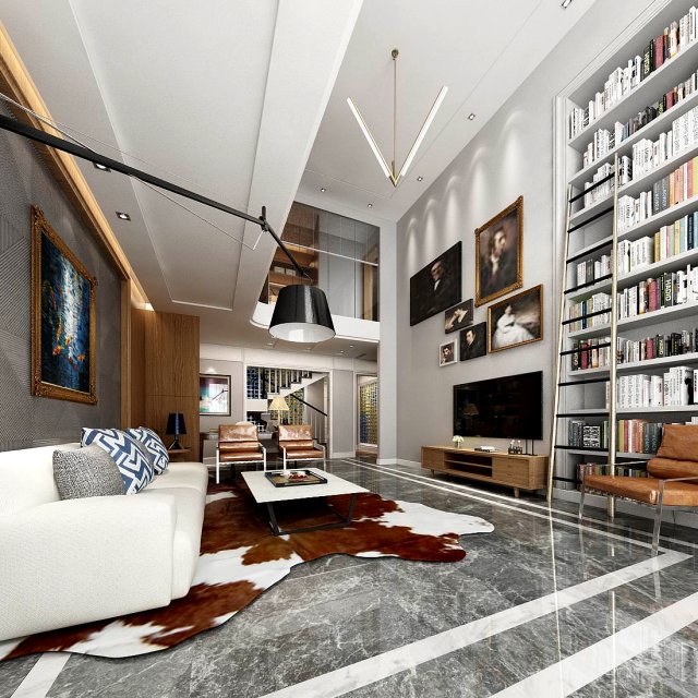 Stylish avant-garde living room design 191 3D Model