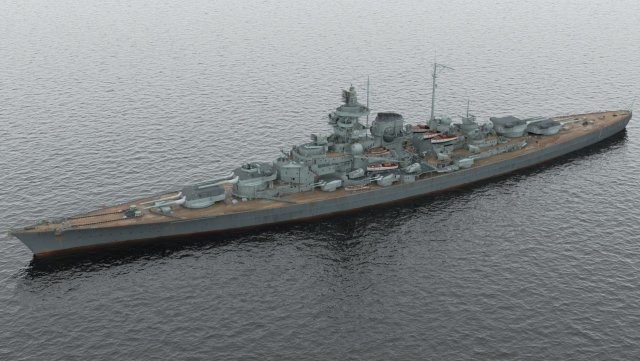German battleship Tirpitz 3D Model