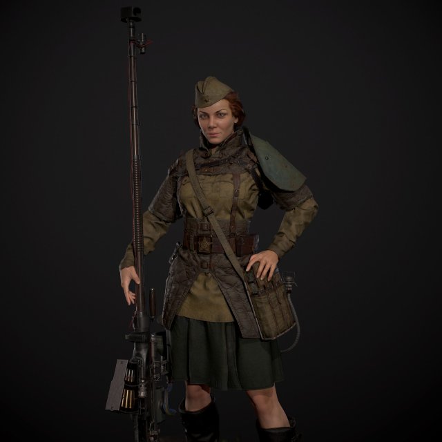 Women snipers 3D Model
