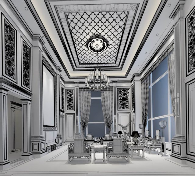 Stylish avant-garde living room design 83 3D Model