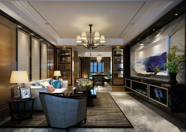 Stylish luxury home decoration – living room 6130 3D Model