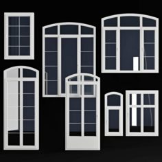 Wooden windows arc collection 3D Model