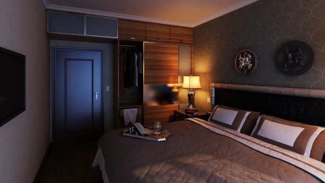 Stylish European bedroom 1805 3D Model