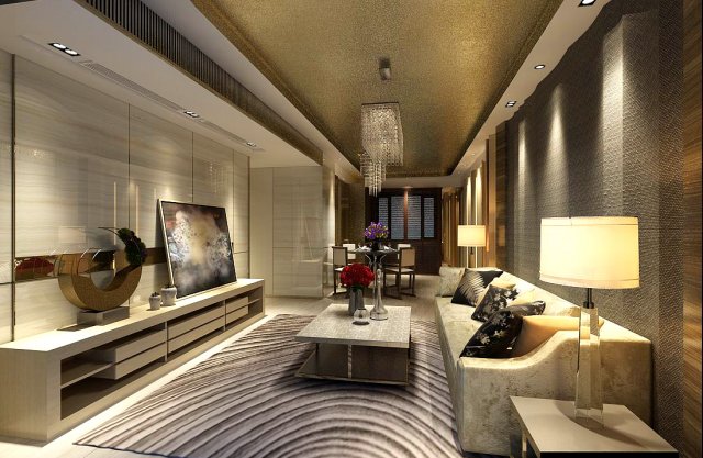Stylish avant-garde living room design 178 3D Model