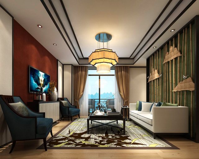 Stylish avant-garde living room design 61 3D Model