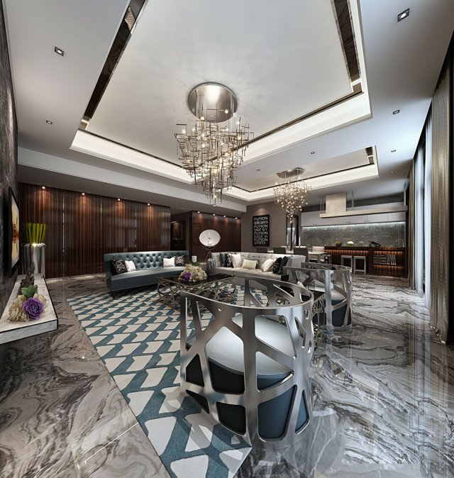 Stylish luxury home decoration – living room 6139 3D Model