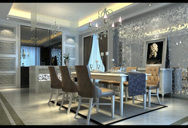 Luxury fashion European restaurant 1844 3D Model