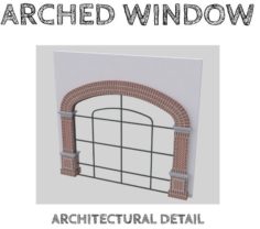 Arched window full height with decorative brick surround Free 3D Model