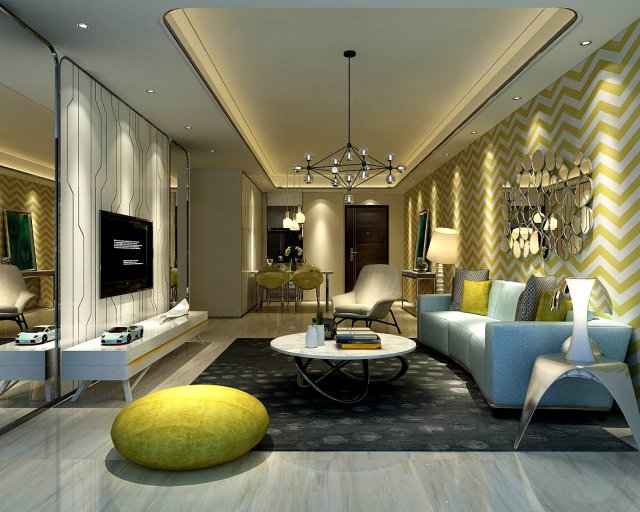 Stylish avant-garde living room design 169 3D Model