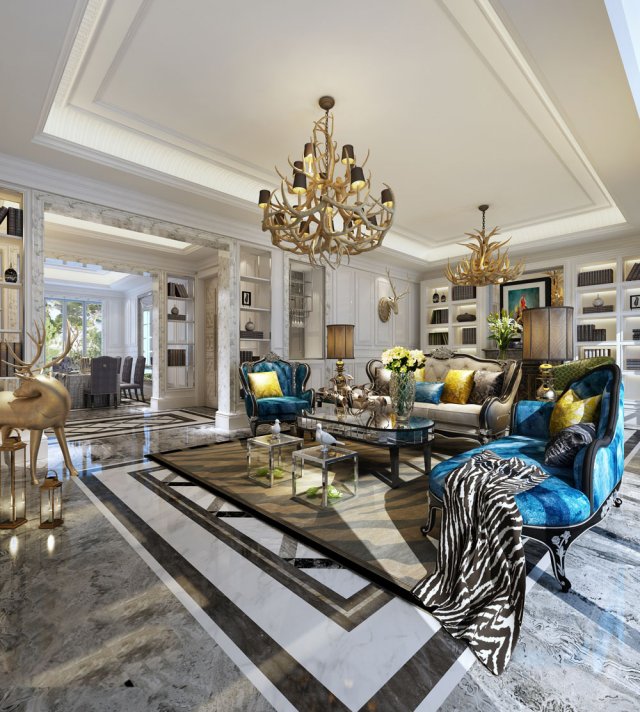Stylish luxury home decoration – living room 6103 3D Model