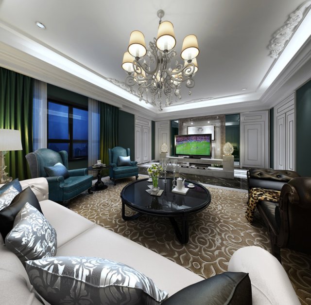 Stylish luxury home decoration – living room 6128 3D Model