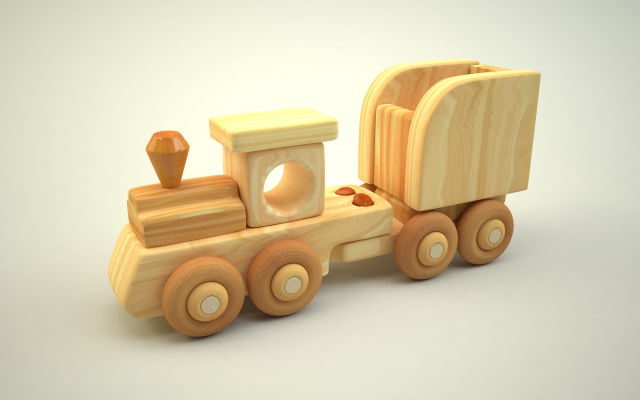 Wooden Train Free 3D Model