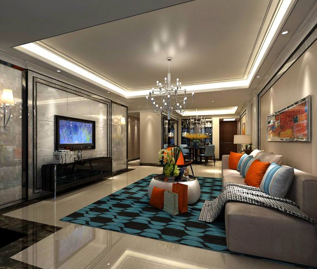 Stylish avant-garde living room design 156 3D Model