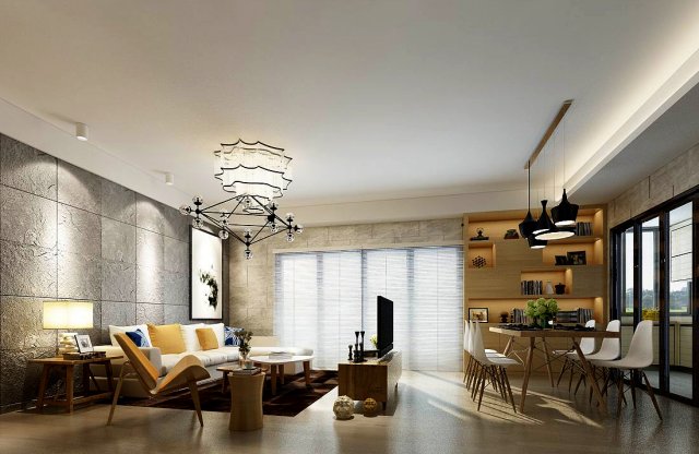 Stylish avant-garde living room design 179 3D Model