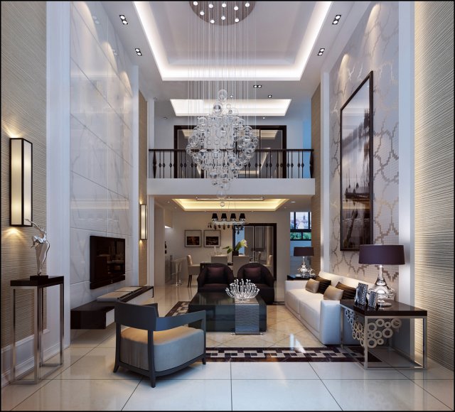 Stylish luxury home decoration – living room 6102 3D Model