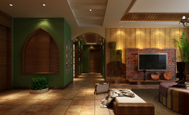 Balinese style living room 1845 3D Model