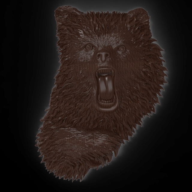 Angry bear bas relief for CNC 3D Model