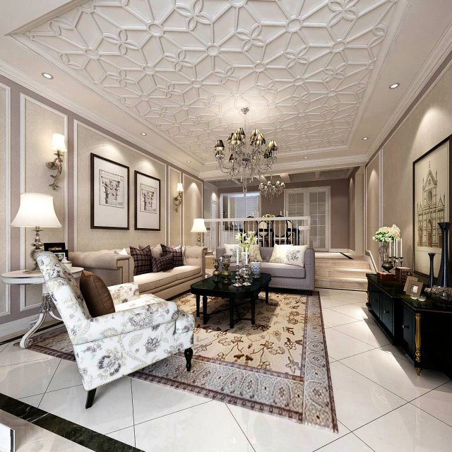 European-style living room design 09 3D Model