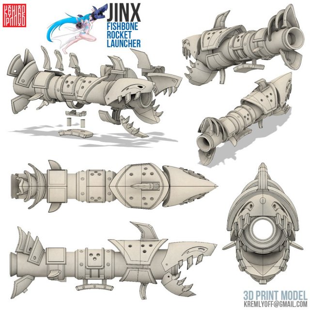 League of legends cosplay jinx rocket gun 3D Model