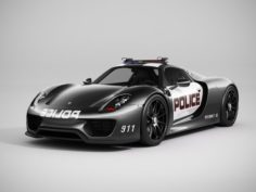 Porsche 918 Spyder Police Lowpoly 3D Model