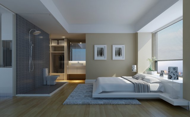 Stylish modern bedroom 1833 3D Model