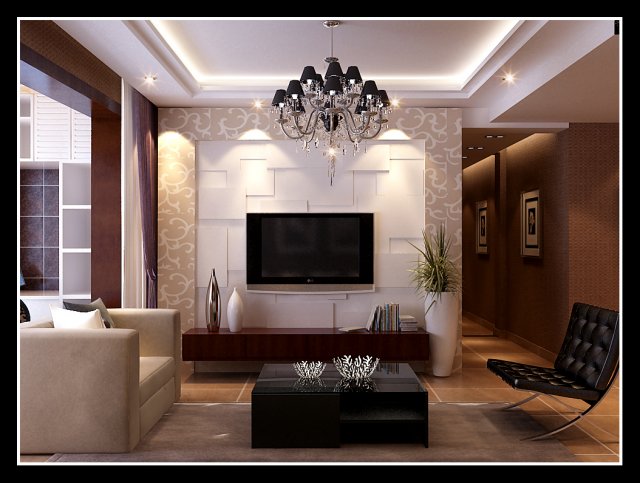 The luxurious modern living room is 1865 3D Model