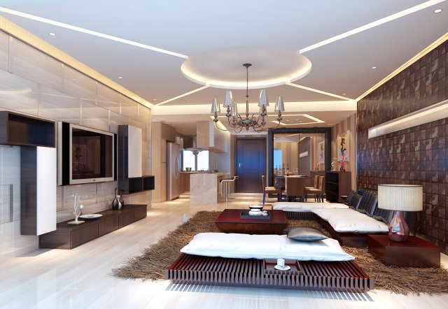 Deluxe modern living room 18103 3D Model