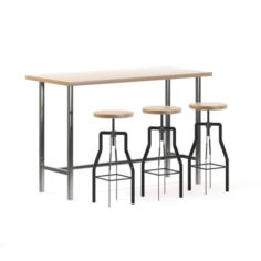 Bar Table with Stools 3D Model